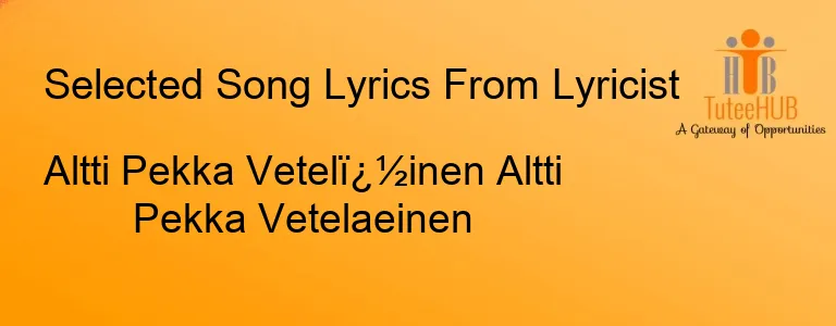 Altti Pekka Vetelï¿½inen Altti Pekka Vetelaeinen
