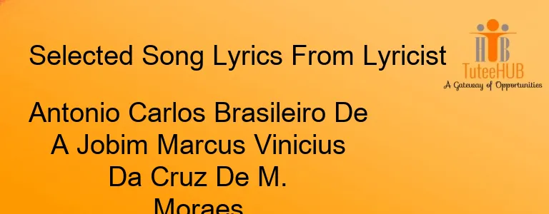 Antonio Carlos Brasileiro De A Jobim Marcus Vinicius Da Cruz De M. Moraes