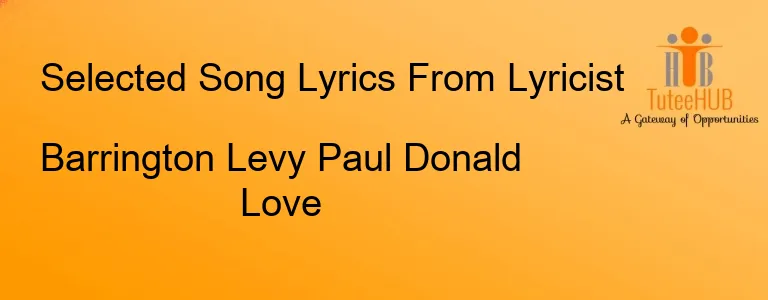 Barrington Levy Paul Donald Love