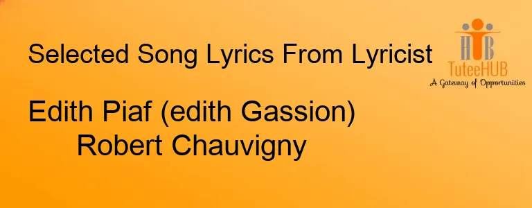 Edith Piaf (edith Gassion) Robert Chauvigny