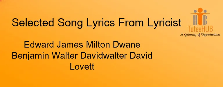 Edward James Milton Dwane Benjamin Walter Davidwalter David Lovett