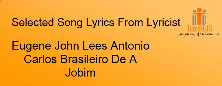 Eugene John Lees Antonio Carlos Brasileiro De A Jobim