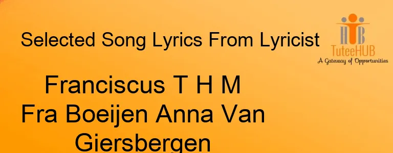 Franciscus T H M Fra Boeijen Anna Van Giersbergen