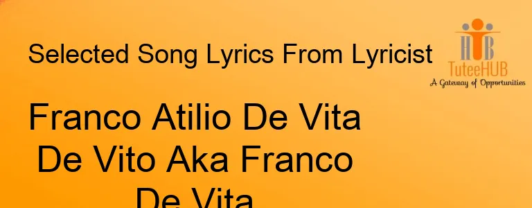 Franco Atilio De Vita De Vito Aka Franco De Vita