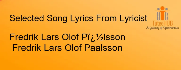 Fredrik Lars Olof Pï¿½lsson Fredrik Lars Olof Paalsson