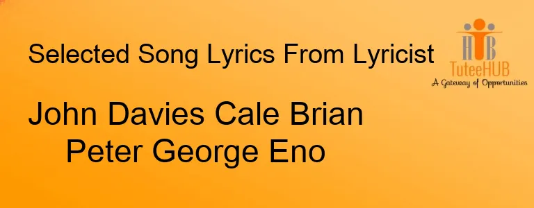 John Davies Cale Brian Peter George Eno