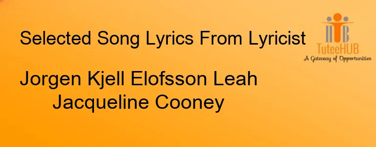 Jorgen Kjell Elofsson Leah Jacqueline Cooney