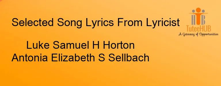 Luke Samuel H Horton Antonia Elizabeth S Sellbach
