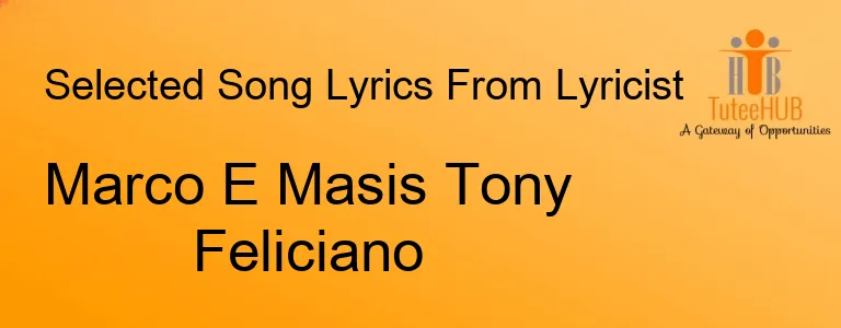 Marco E Masis Tony Feliciano