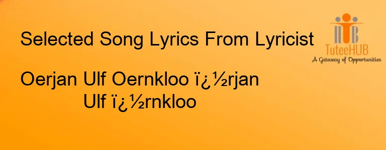 Oerjan Ulf Oernkloo ï¿½rjan Ulf ï¿½rnkloo