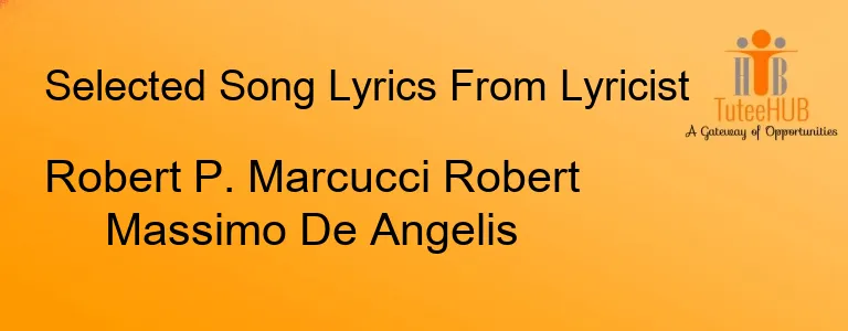 Robert P. Marcucci Robert Massimo De Angelis