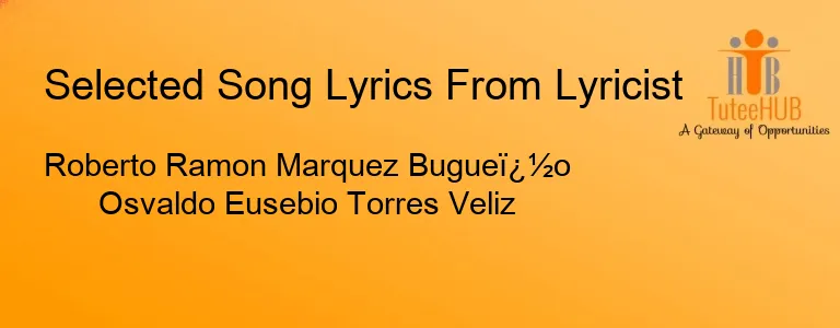 Roberto Ramon Marquez Bugueï¿½o Osvaldo Eusebio Torres Veliz