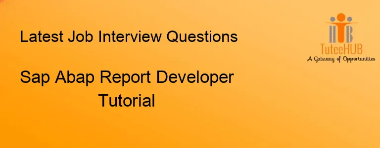 Sap Abap Report Developer Tutorial
