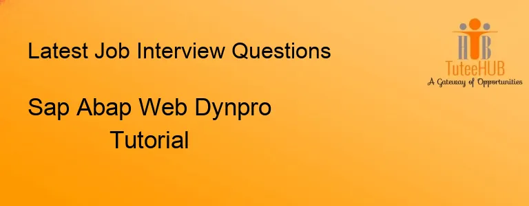 Sap Abap Web Dynpro Tutorial