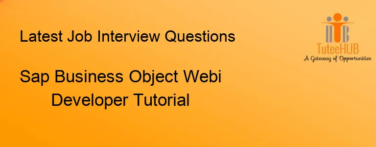 Sap Business Object Webi Developer Tutorial