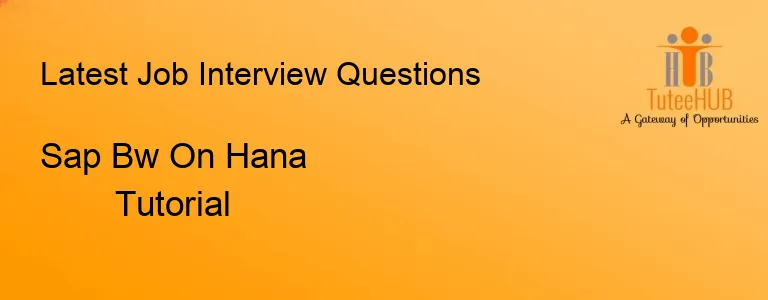 Sap Bw On Hana Tutorial