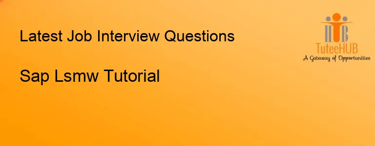 Sap Lsmw Tutorial