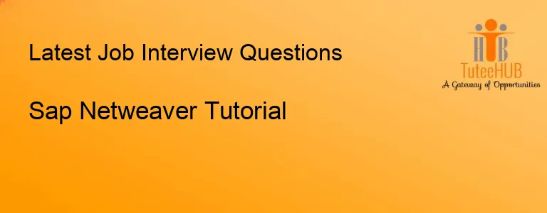 Sap Netweaver Tutorial