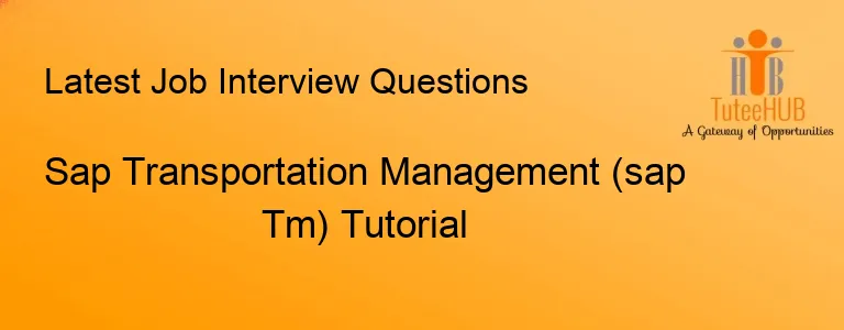 Sap Transportation Management (sap Tm) Tutorial