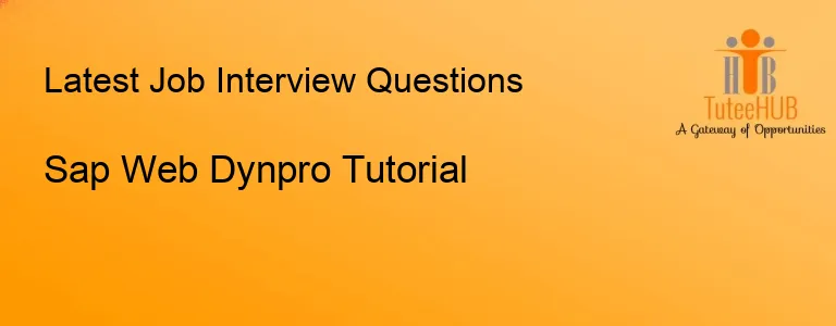 Sap Web Dynpro Tutorial