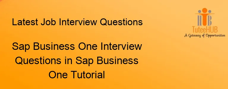 Sap Business One Interview Questions in Sap Business One Tutorial